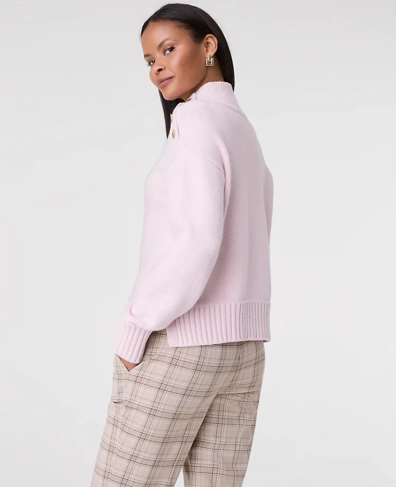 Ann Taylor Button Mock Neck Sweater Women's