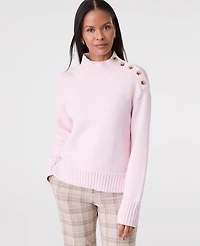 Ann Taylor Button Mock Neck Sweater Women's