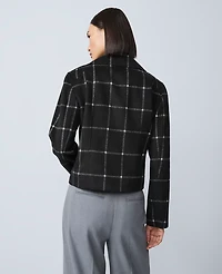 Ann Taylor The Fitted Moto Jacket Windowpane Black Women's