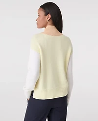 Ann Taylor Colorblock Mock Neck Sweater Camel Multi Women's