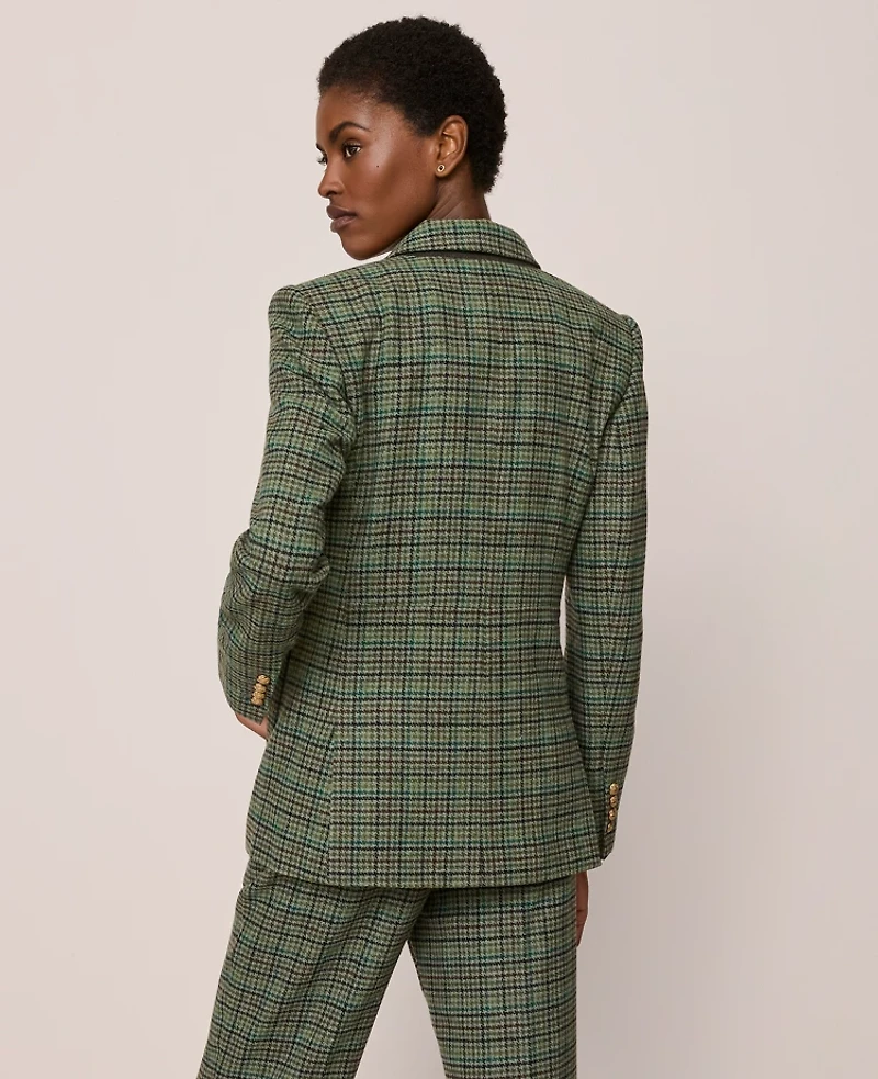 Ann Taylor The Petite Greenwich Blazer Houndstooth Muted Moss Women's