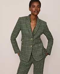 Ann Taylor The Petite Greenwich Blazer Houndstooth Muted Moss Women's