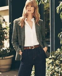 Ann Taylor The Petite Greenwich Blazer Houndstooth Muted Moss Women's