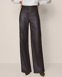 Ann Taylor The Petite Straight Pant Leather Dark Brown Women's