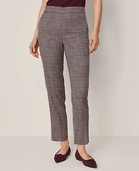 Ann Taylor The Petite High Rise Ankle Pant Plaid Black/Brown Multi Women's