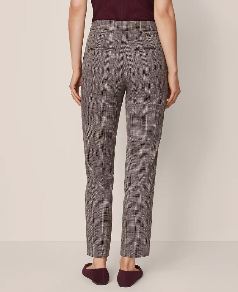 Ann Taylor The Petite High Rise Ankle Pant Plaid Black/Brown Multi Women's