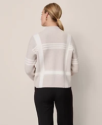 Ann Taylor Petite Plaid Mock Neck Sweater Neutral Women's
