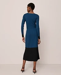 Ann Taylor Petite Color Block Ribbed Sweater Dress Women's