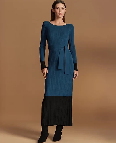 Ann Taylor Petite Color Block Ribbed Sweater Dress Women's