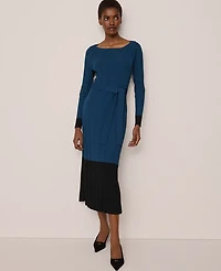 Ann Taylor Petite Color Block Ribbed Sweater Dress Women's