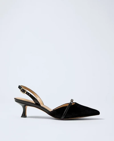 Ann Taylor Velvet Bow Slingback Pumps Black Women's