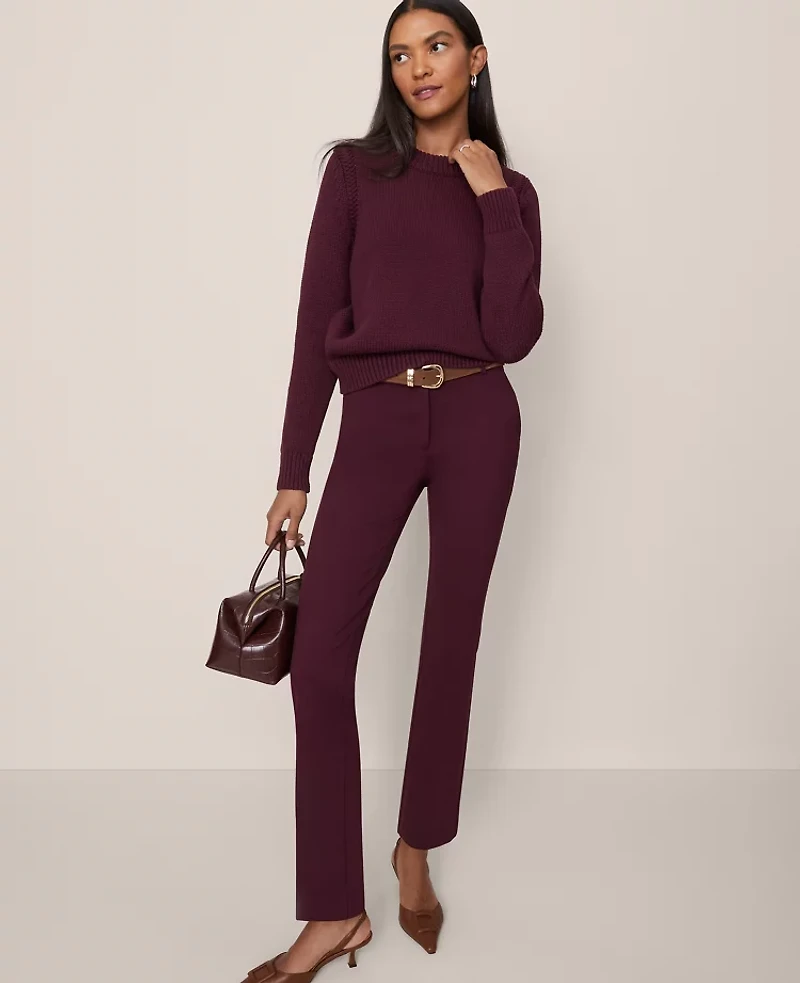 Ann Taylor The Petite Straight Pant Ponte Poised Plum Women's