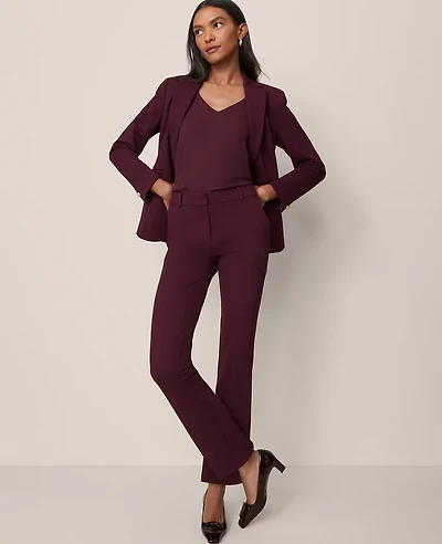 Ann Taylor The Petite Straight Pant Ponte Poised Plum Women's