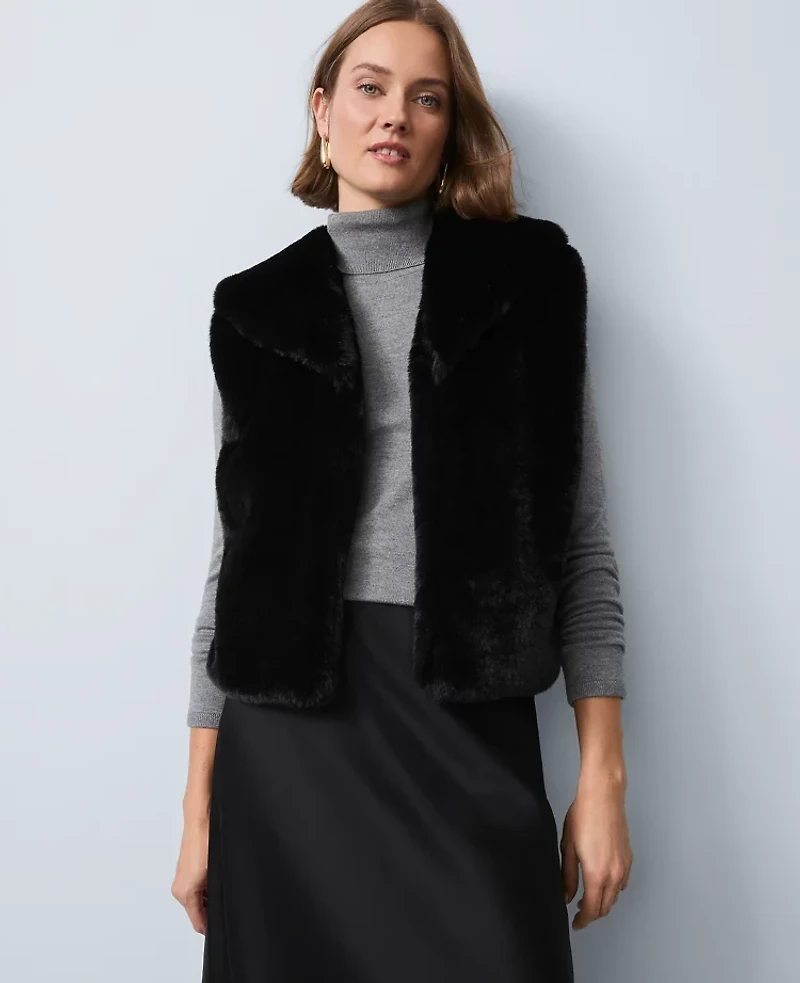 Ann Taylor Faux Fur Vest Women's