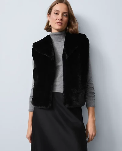 Ann Taylor Faux Fur Vest Women's