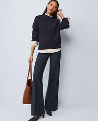 Ann Taylor Weekend Collection Easy Perfect Wide Leg Pant Ponte Night Sky Women's