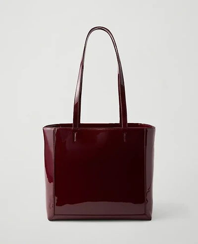 Ann Taylor Weekend Collection Patent Tote Cherry Pie Women's