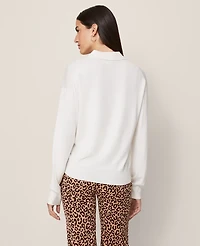Ann Taylor Weekend Collection Polo Sweater Winter White Women's
