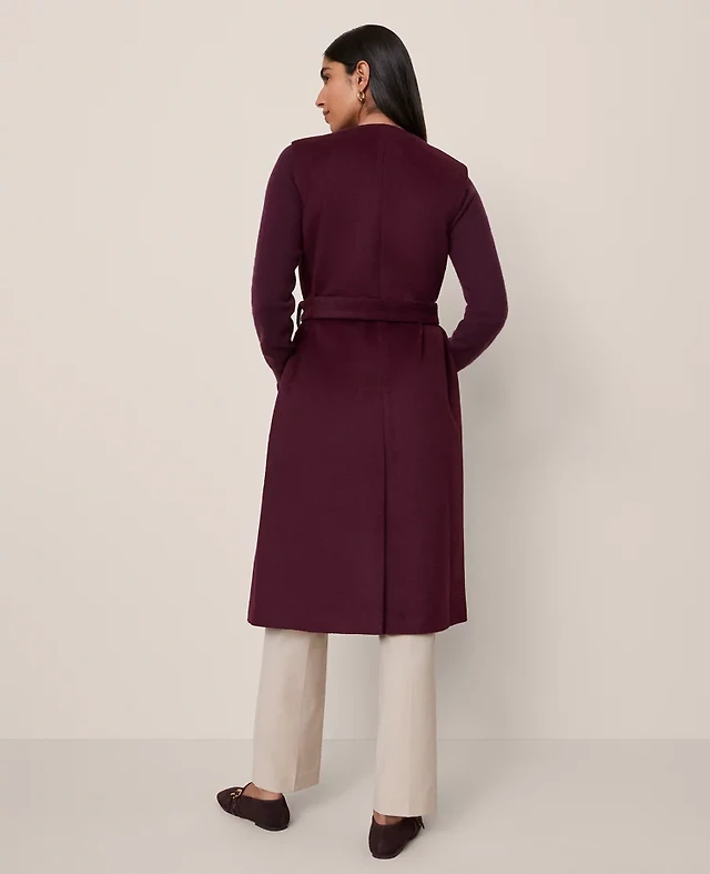 Ann Taylor Petite Belted Pleated Dress Midnight Fig Women's | The Summit
