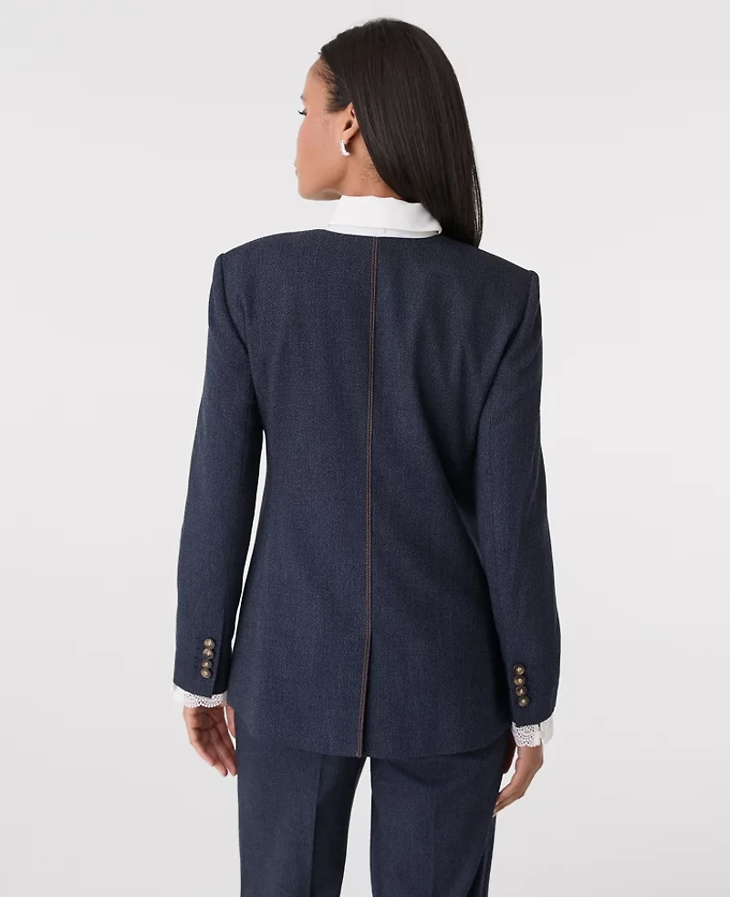 Ann Taylor The Long Crew Neck Jacket Indigo Blend Women's
