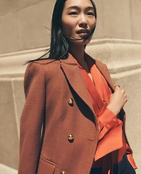 Ann Taylor Petite Fitted Long Double Breasted Coat Spiced Cider Women's
