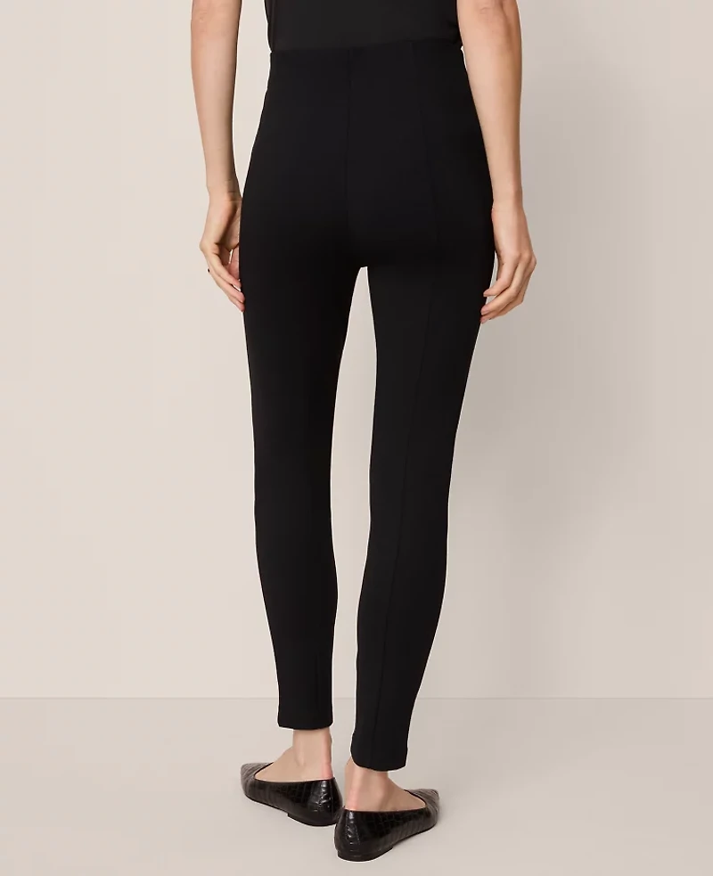Ann Taylor The Seamed Button Legging Ponte Black Women's