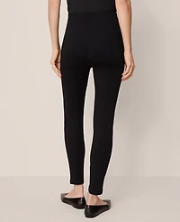 Ann Taylor The Seamed Button Legging Ponte Black Women's