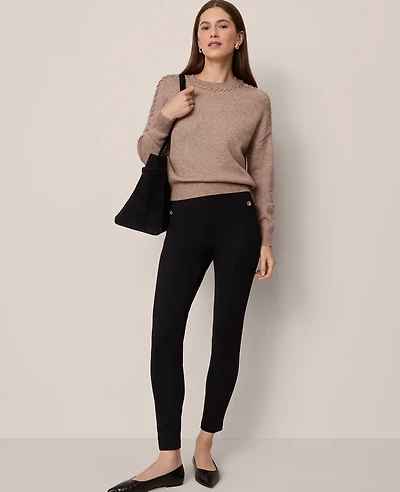 Ann Taylor The Seamed Button Legging Ponte Black Women's
