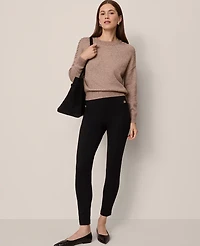 Ann Taylor The Seamed Button Legging Ponte Black Women's