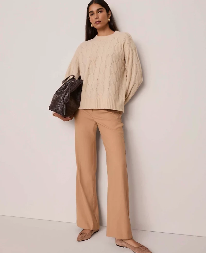 Ann Taylor Petite Cable Crew Neck Sweater Women's