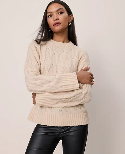 Ann Taylor Petite Cable Crew Neck Sweater Women's
