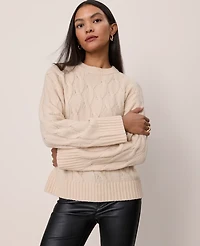 Ann Taylor Petite Cable Crew Neck Sweater Women's