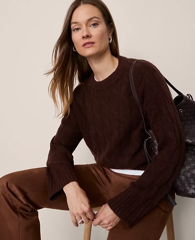 Ann Taylor Petite Cable Crew Neck Sweater Women's
