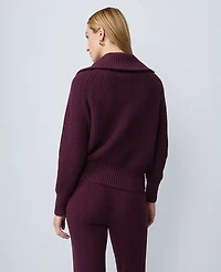 Ann Taylor Weekend Collection Half-Zip Waffle Sweater Poised Plum Women's