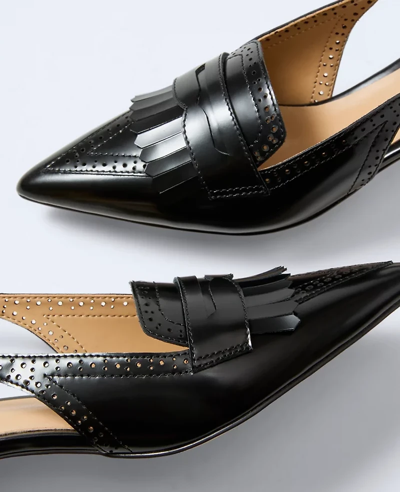 Ann Taylor Leather Kiltie Slingback Pump Women's