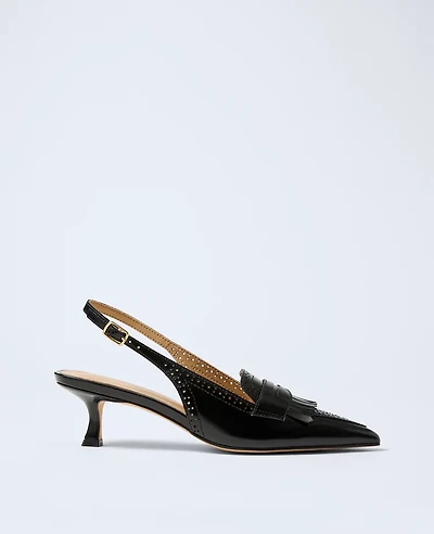 Ann Taylor Leather Kiltie Slingback Pump Women's