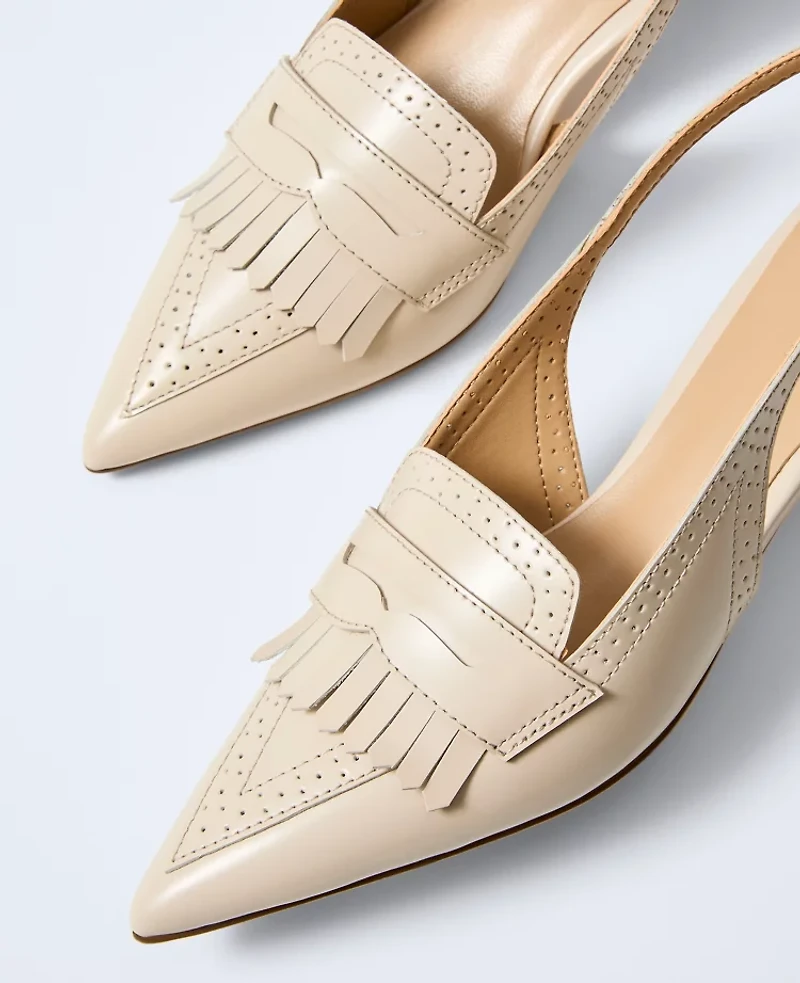 Ann Taylor Leather Kiltie Slingback Pump Women's