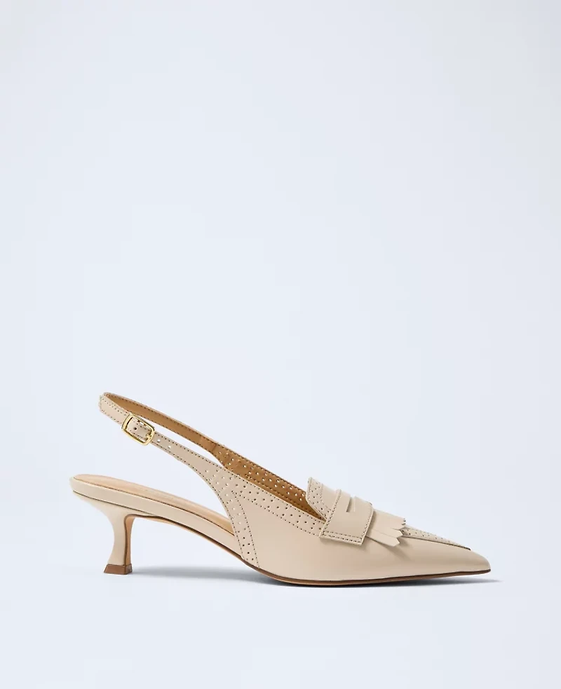 Ann Taylor Leather Kiltie Slingback Pump Women's
