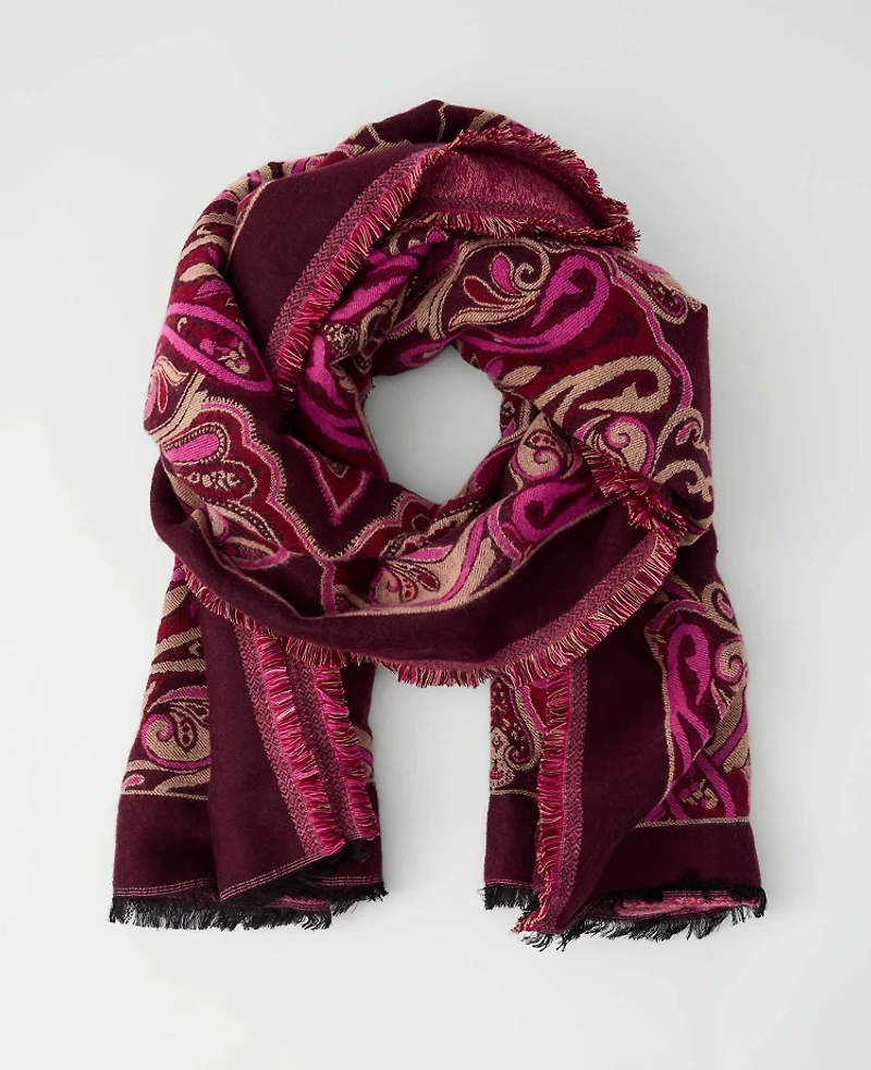 Ann Taylor Paisley Scarf Poised Plum Women's