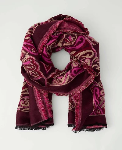 Ann Taylor Paisley Scarf Poised Plum Women's