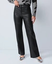Ann Taylor The Straight Pant Faux Leather Black Women's