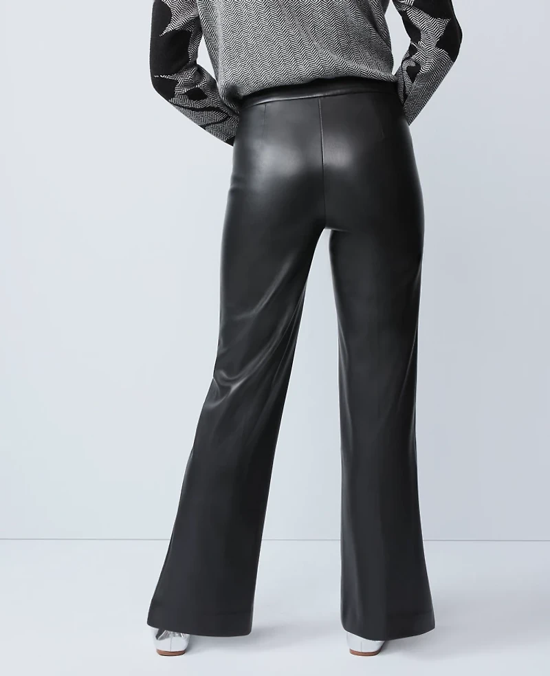 Ann Taylor The Straight Pant Faux Leather Black Women's