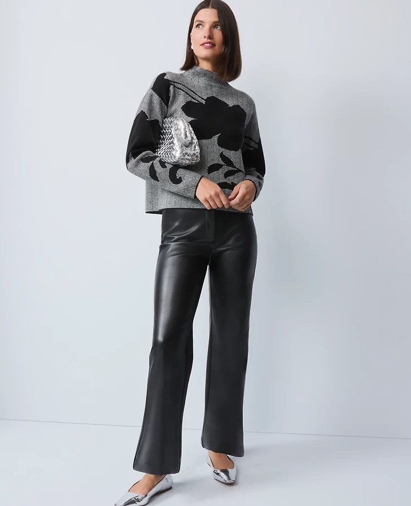 Ann Taylor The Straight Pant Faux Leather Black Women's