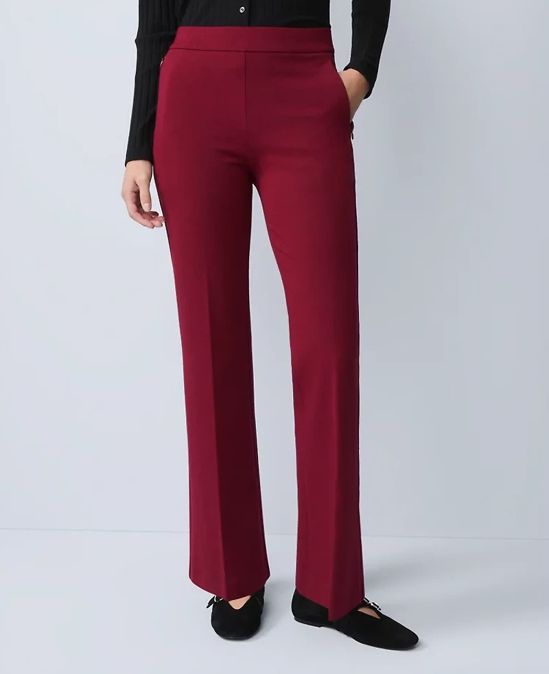 Ann Taylor Petite Weekend Collection Ponte Flare Pant Cherry Pie Women's