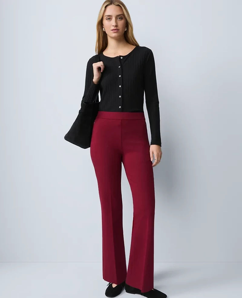 Ann Taylor Petite Weekend Collection Ponte Flare Pant Cherry Pie Women's