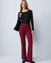 Ann Taylor Petite Weekend Collection Ponte Flare Pant Cherry Pie Women's