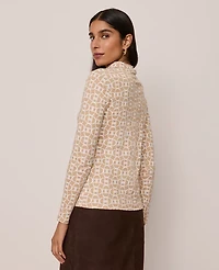 Ann Taylor Chain Link Mock Neck Top Cafe Au Lait Women's