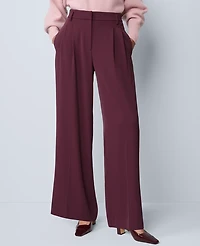 Ann Taylor The Pleated Wide-Leg Pant Bi-Stretch Poised Plum Women's