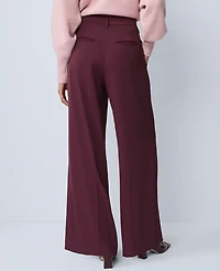Ann Taylor The Pleated Wide-Leg Pant Bi-Stretch Poised Plum Women's