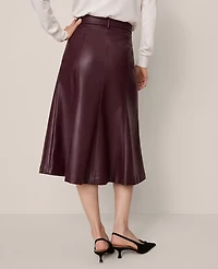 Ann Taylor Petite Belted Faux Leather Skirt Poised Plum Women's
